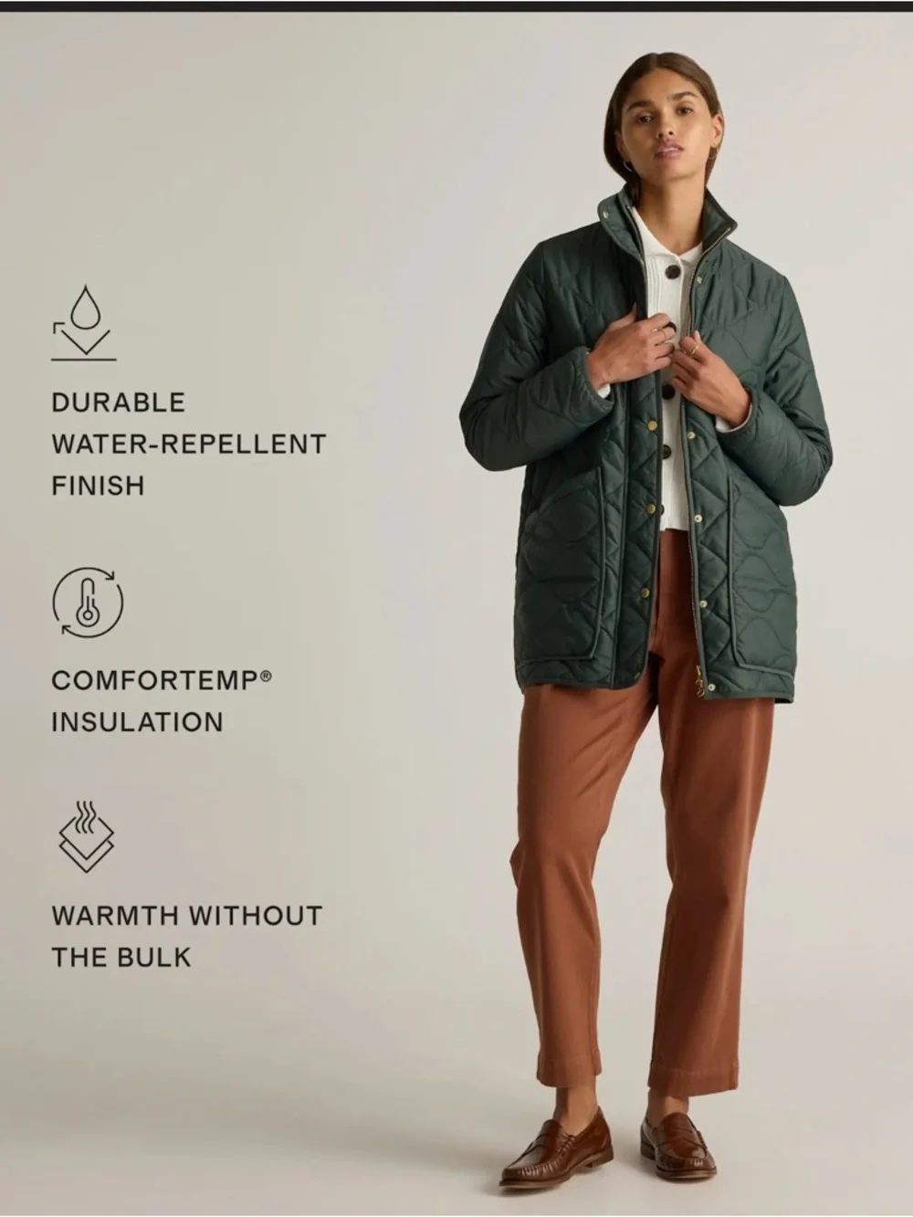 Quince Quilted Dark Green Puffer Jacket - Picture 3 of 8